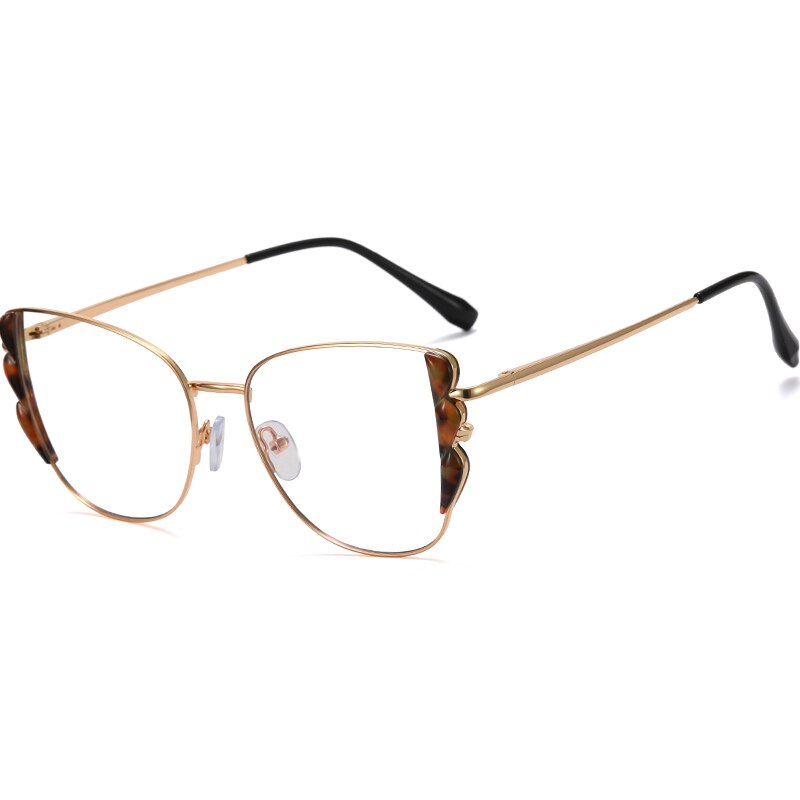 2022 Women Optical Glasses Frame with Recipe Alloy Woman Prescription Eyewear Female Style Full Rim Cat Eye Shape: C5