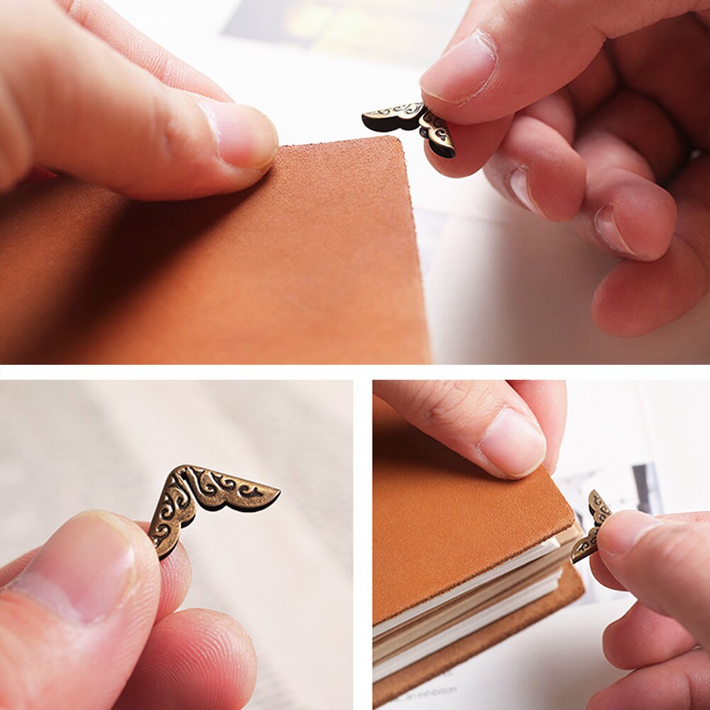 Esquinas de hierro de Metal Retro, Protector de esquina de libro, álbumes de fotos, cubierta de decoración de menú, manualidades DIY, accesorios de álbum de recortes, 4 piezas