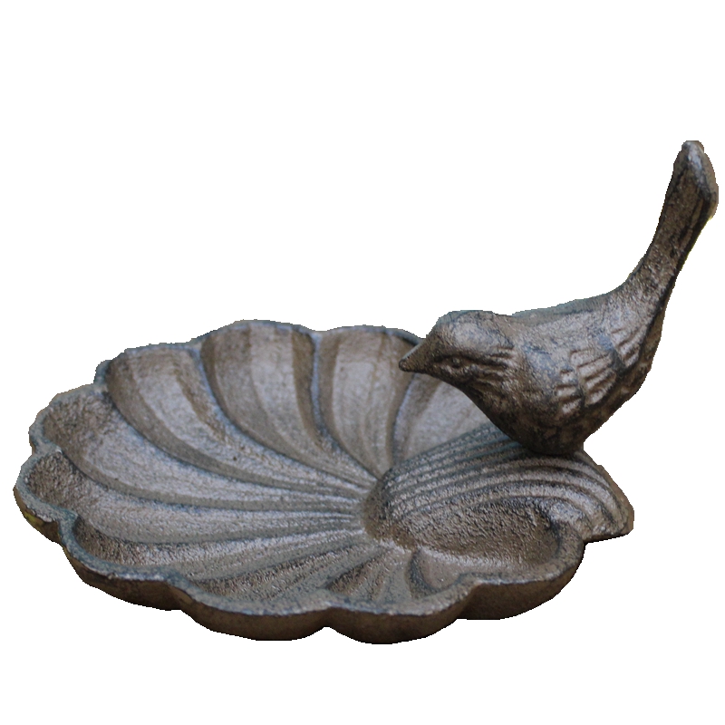 Portavelas con forma de concha de pájaro, artesanía de hierro fundido de estilo europeo con personalidad creativa, cuenco de comida de pájaro, adornos de decoración del hogar