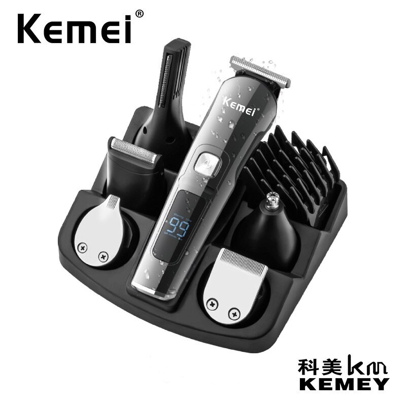 Kemei Professionele Tondeuse Waterdicht 6 In 1 Tondeuse Elektrische Haar Snijmachine Baard Trimer Body Mannen Kapsel