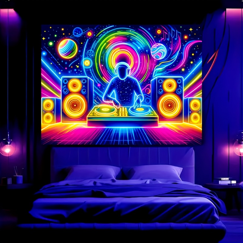 Tapiz fluorescente multifuncional para dormitorio, sala de estar, oficina, sala de juegos, gimnasio, decoración de , decoración de pared reactiva a los rayos UV