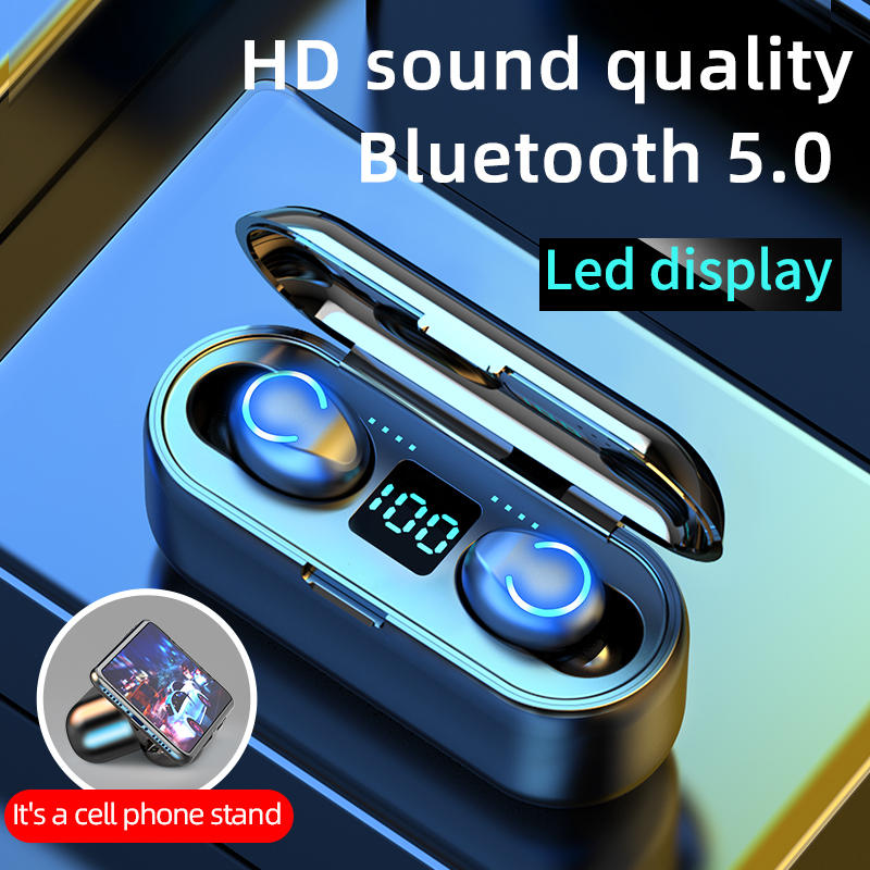 F9 TWS Wireless Headphones Bluetooth 5.0 Earphone HIFI In-ear Headset Earphones Stereo Earbuds for iOS/Android Phones HD Call