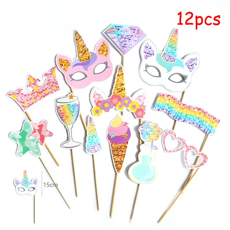 12Pcs/set Birthday Photo Props Cartoon Animal Wreath Love Photobooth Props Birthday Decoration Summer Party Supplies