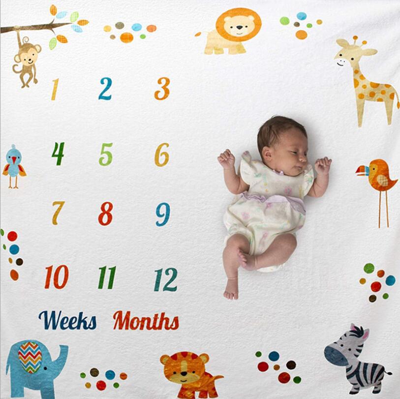 100*100 Cm Cartoon Baby Milestone Foto Props Achtergrond Dekens Spelen Matten Achtergrond Doek Kalender Foto Accessoires: 1