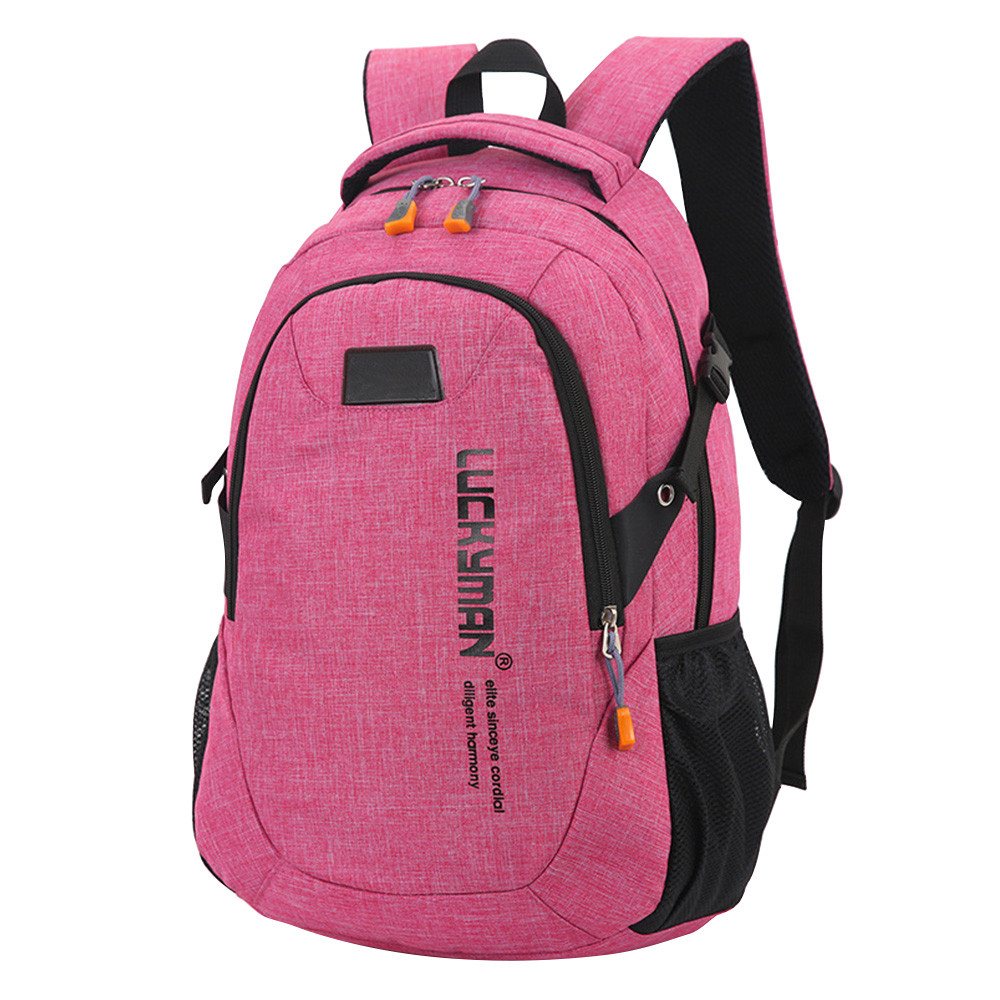 Causal Waterproof Backpack canvas Travel bag Backpacks Unisex laptop bags student bag Mochila Masculina #YL5: Hot Pink