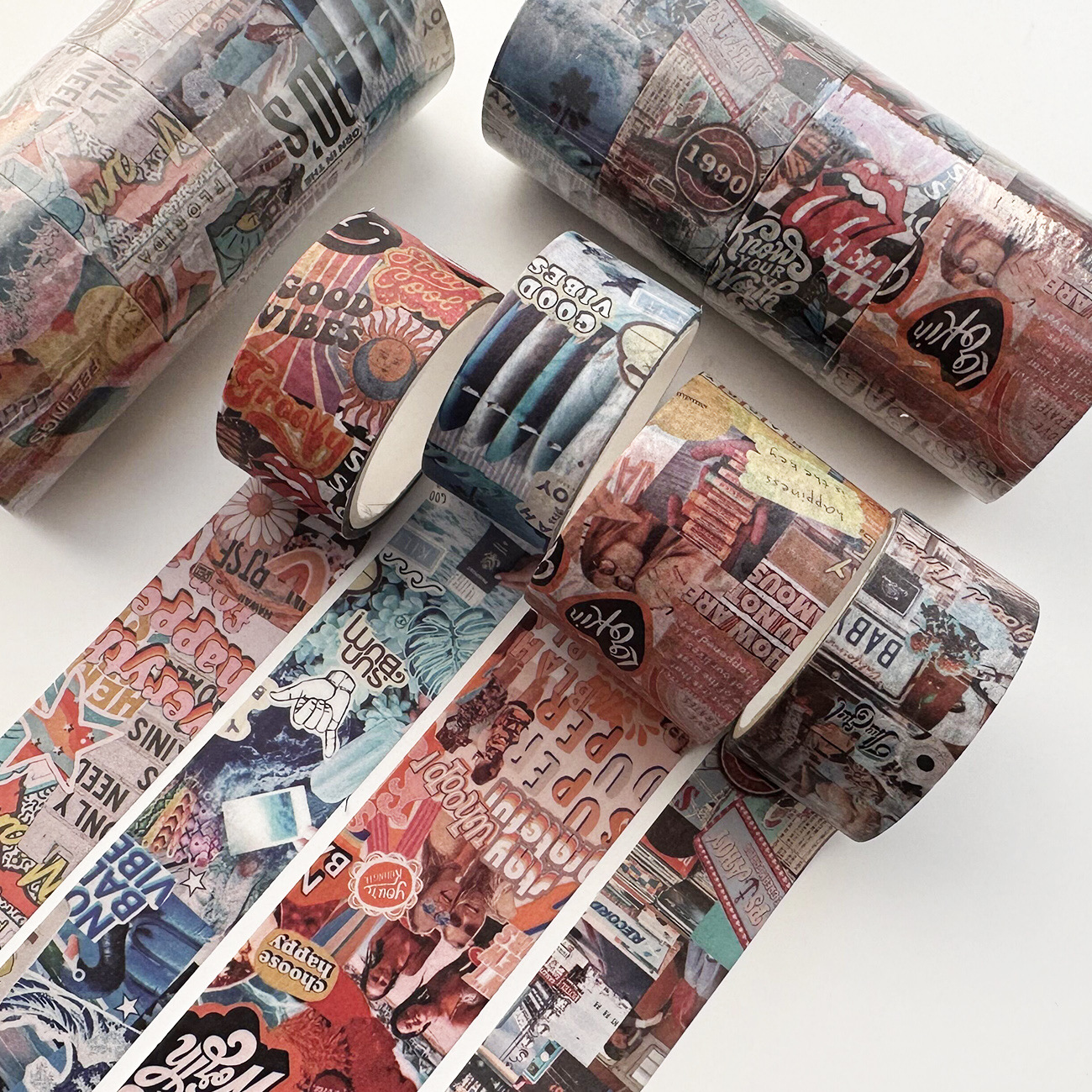 4 Stuks Retro Washi Tapes Scrapbooking Kaart Decoratieve Plakband Briefpapier Basic Afplakband Journal Levert Washi Tape Set: WHITE