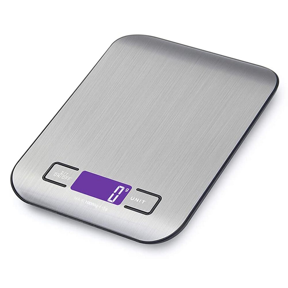 Digital Food Kitchen Weighing Scales LCD Display 10KG Cooking Measuring Scale Waterproof for Home Baking Stainless Steel