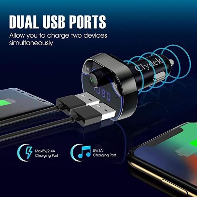 Bluetooth FM Transmitter Aux Modulator Car MP3 Player Audio Receiver Bluetooth Handsfree Calling Car Kit Dual USB Car Charger