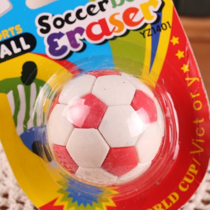 stationery football rubber beautiful sphere eraser football eraser soccer eraser: 1 big red ball