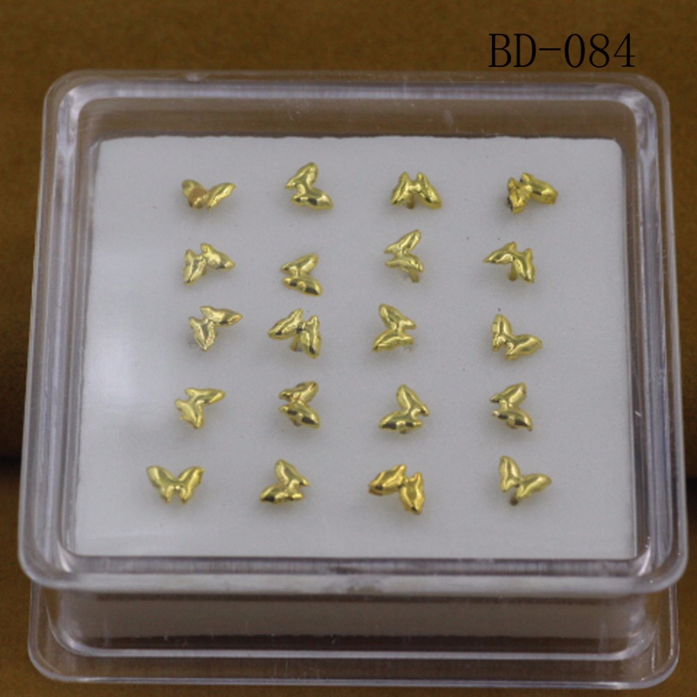 20ps jewelry nose studs Plating 18 k butterfly nose nail Contracted smooth nail & butterfly nose