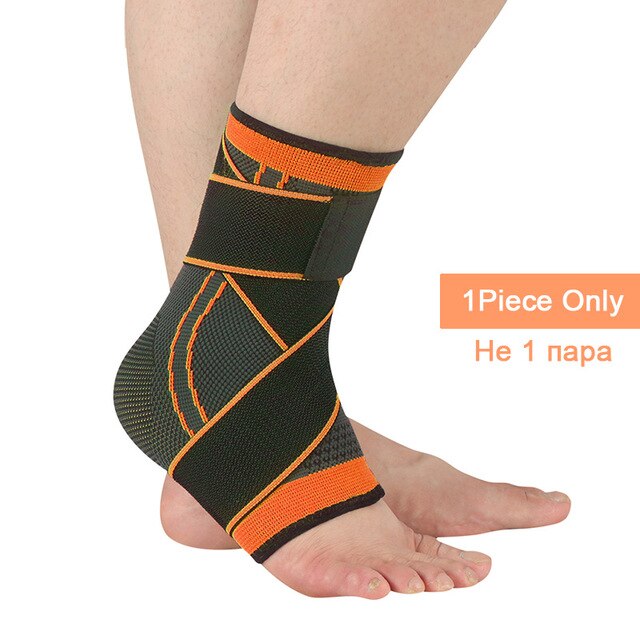 1pc 3d ankelstøtte basketball volleyball sport treningsstudio badminton ankel selebeskytter med stroppbelte elastisk: Oransje