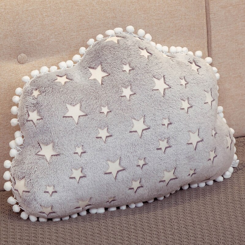 Lysende materiale plys himmel puder sovende glødende stjerne månen pude værelse barneseng indretning natur pude blød appease baby legetøj: 40cm sky