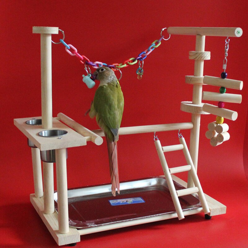 Hout Papegaai Speeltuin Vogel Baars met Ladders Feeder Papegaai Beet Speelgoed Vogel frame Stand Kooi Vogel Suspension Bridge