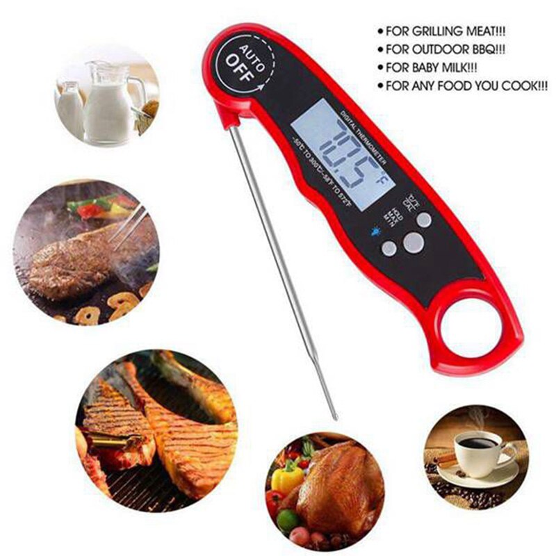 2 Pack Instant Read Meat Thermometer,Digital Kitchen Cooking Thermometer with Foldable Probe For Fry BBQ Grill