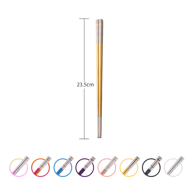 Baguettes chinoises de luxe en acier inoxydable, 5 paires, baguettes à Sushi réutilisables en titane doré avec boîte, bâtons alimentaires en métal