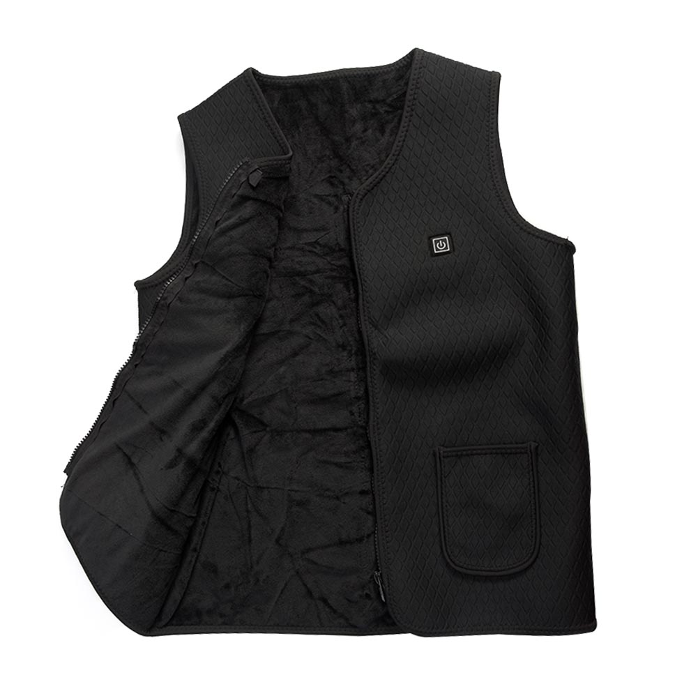 Mannen Vrouwen Verstelbare Temperatuur USB Jas Vest Energiebesparing Jas Rits Elektrische Verwarming Warm: Black M