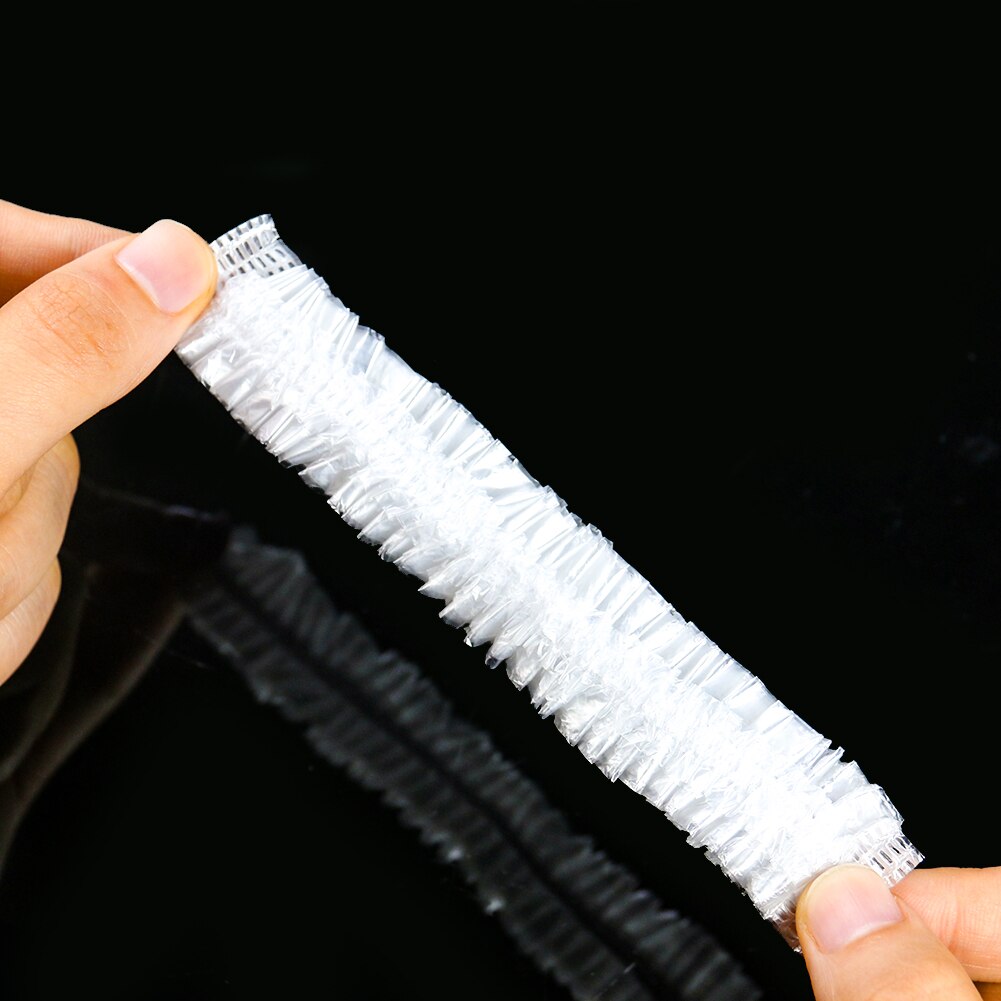 100 stk engangs brusehætter plast vandtæt gennemsigtig elastisk badehue hotel rejse hjem engangs badeværelse produkter