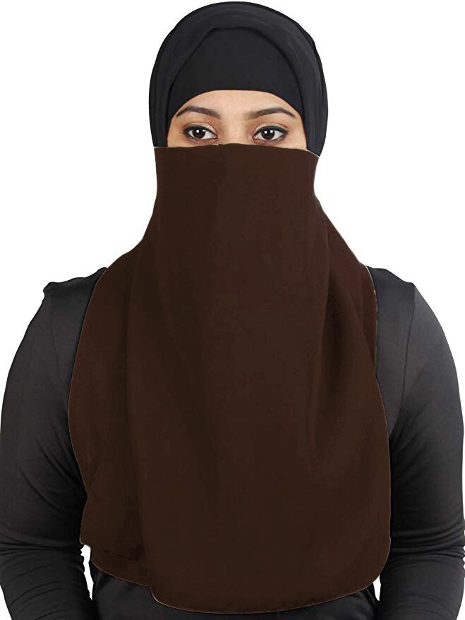 Muslim Women Veil Islamic Face Cover Arab Prayer Hijabs Hat Cap Full Cover: Dark Coffee