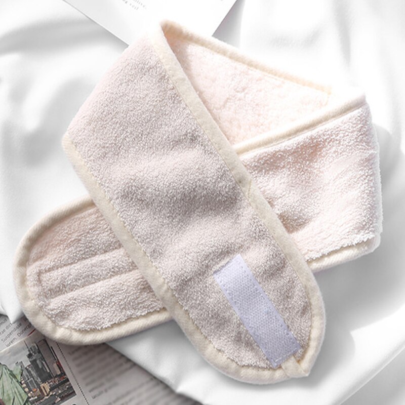 Diadema Facial de algodón para mujer, bandana de Velcro, gorro de ducha para la cabeza, envoltura mágica para el cabello, accesorios para el cabello: apricot