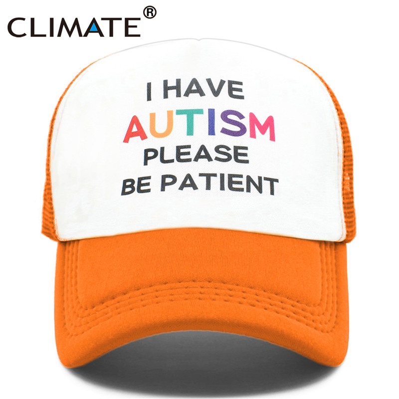 CLIMATE Autism Cap Please Be Patient I Have Autism Trucker Cap Autistic The Good Doctor Shaun Murphy Child Pattern Mesh Cap Caps: Orange / adult 55to58cm Head