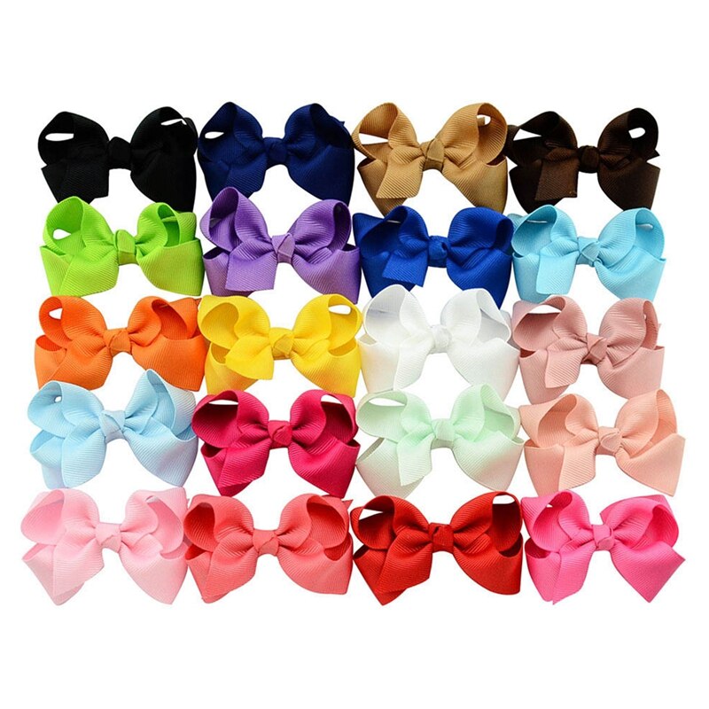 20 pzas bebé niñas lazo de pelo de niños horquilla cocodrilo Bowknot Clip cinta tejer grogrén (ligamento tafetán