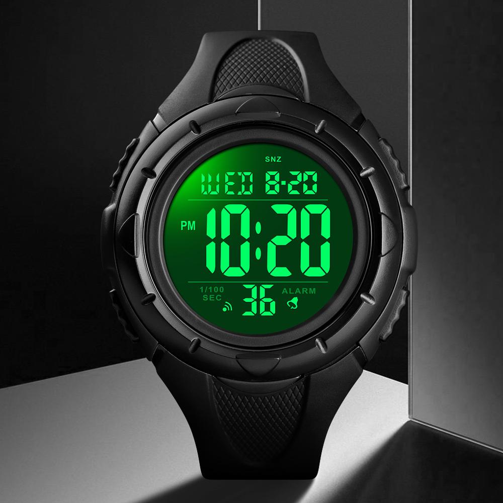Skmei outdoor sport herenhorloge digitaal polshorloge led  pu 50m waterdicht datum week 12/24 uur klok herenhorloge grote wijzerplaat 1535