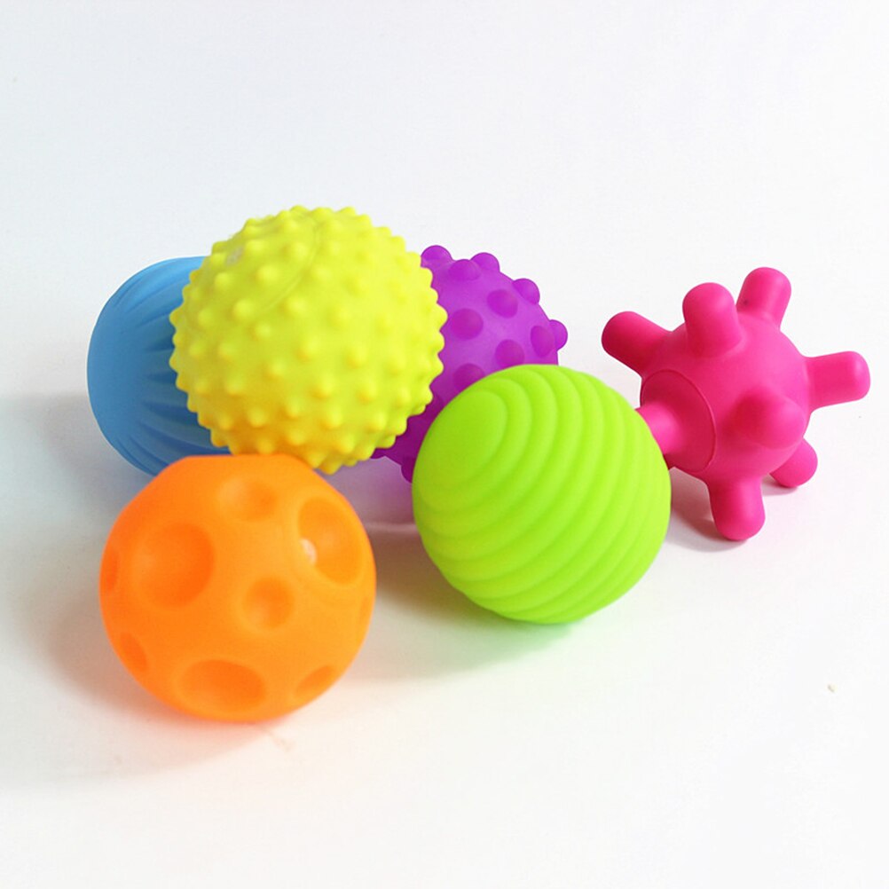 Colorful Soft Baby Kids Textured Tactile Sensory Stress Balls Soft Rubber Hand Massage Training Balls Sounding Toys For Children