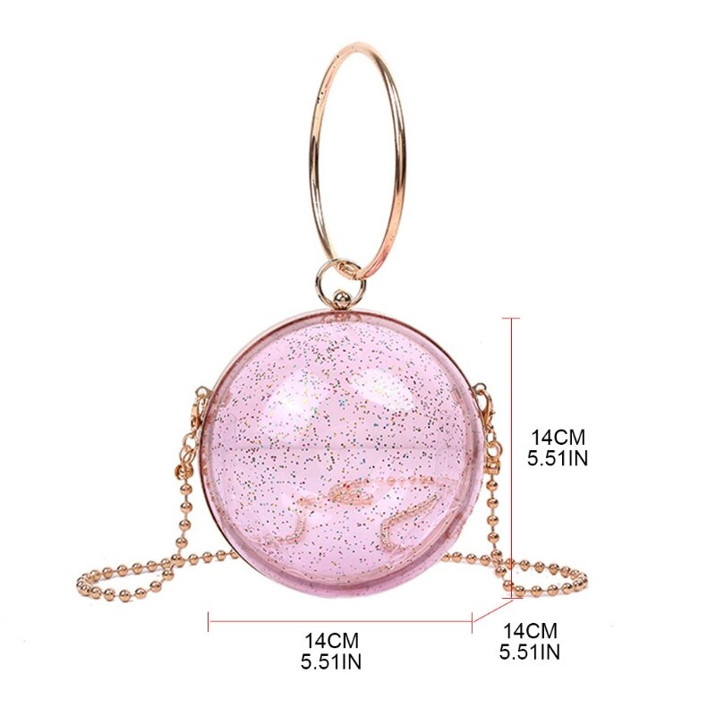 Mini Ronde Bal Clear Purse Acryl Avond Clutch Bag Vrouwen Transparante Crossbody Schoudertas Vrouwelijke Party Pols Handtas