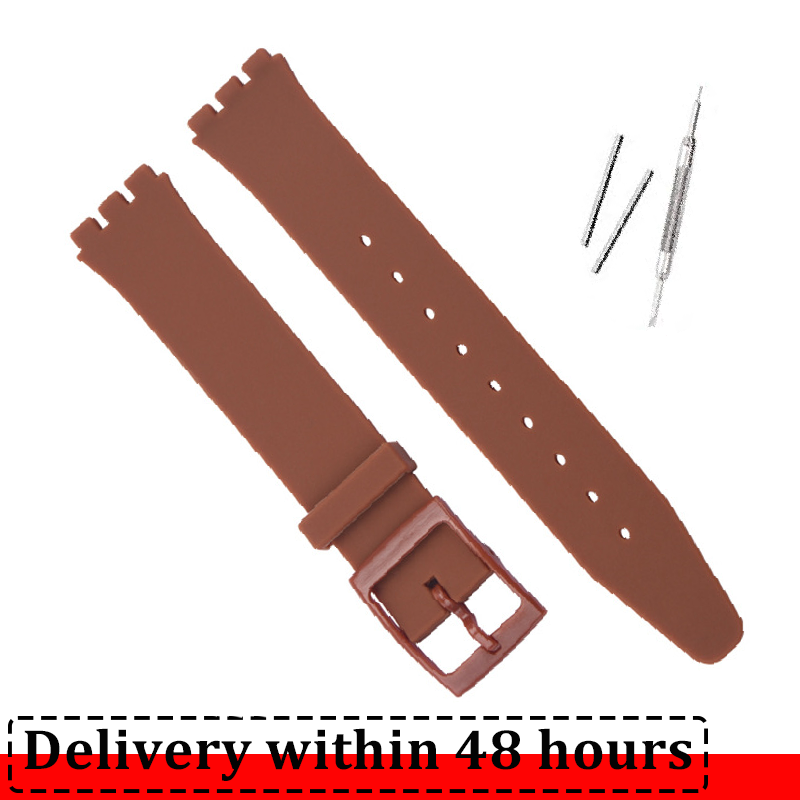 Silikonarmband für Swatch-Uhrenarmband, 16 mm, 17 mm, 19 mm, 20 mm, wasserdicht, weiches Gummi-Uhrenarmband, Handgelenk-Armbinde, Gürtel: Schwarz grau / 16mm