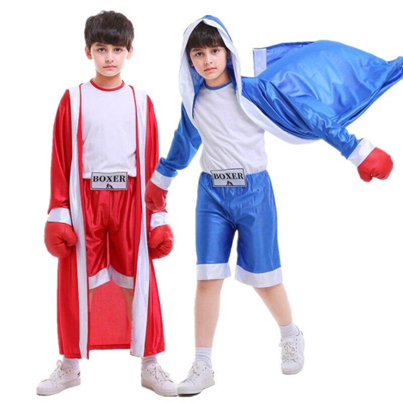 Enfants garçons filles rouge bleu Boxer Cosplay enfants boxe Match Performance Costumes fête décoration Costume Halloween