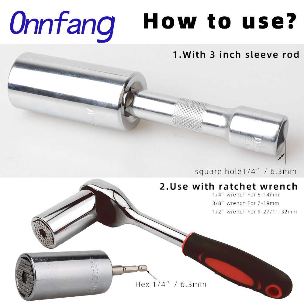 7-19mm Universal Torque Wrench Magic Socket Spanner Key Sleeve Multi Power Drill Ratchet Spanner Key Nut Tools