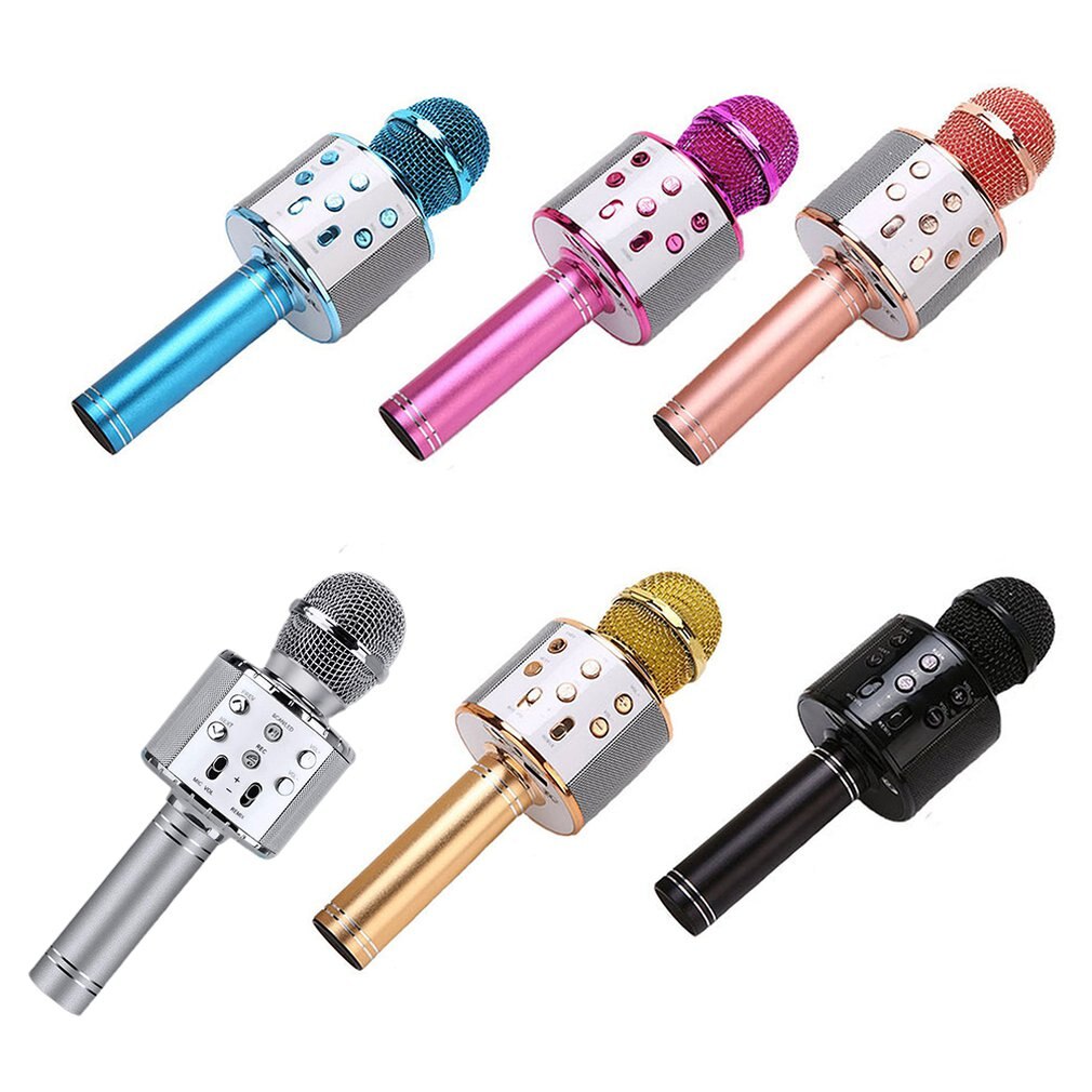 Wireless Karaoke Microphone Bluetooth Handheld Portable Speaker Home KTV Player with Dancing LED Lights Record Function for Kids