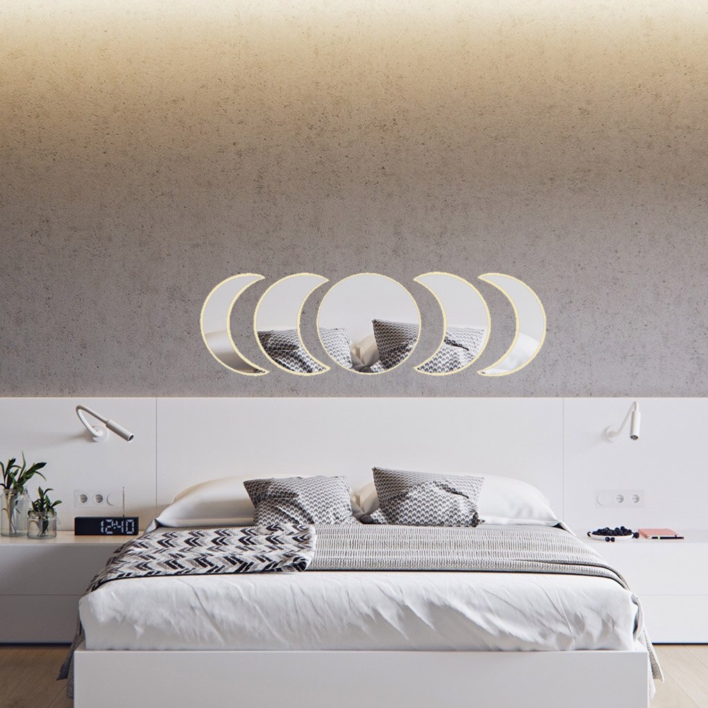 nordisch Stil Holz Mondphase Spiegel einstellen Boho Stil Dekoration Mond Phase Spiegel einstellen Hause Kinderzimmer Dekor Mond Phase Zauberstab spiegel