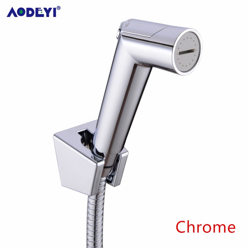 Toilet badeværelse håndholdt bidet spray ble bruser sprøjtesæt flow abs kontrol bærbar shattaf jet douche kit sort/krom: Kromsæt