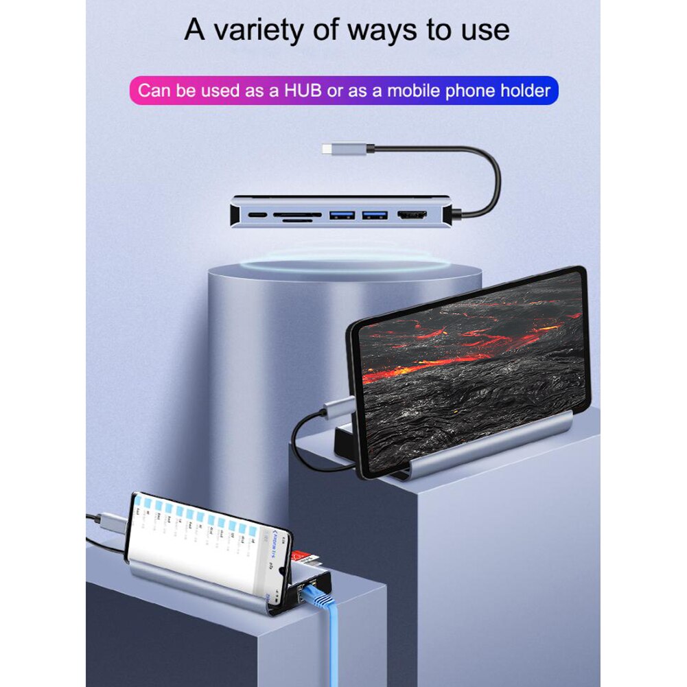 Del computer portatile USB 3.0 Porte Ad Alta Velocità di Tipo-C 7 in 1 Tipo-C centro HDMI USB2.0 USB3.0 PD tipo-C Adattatore Dati per desktop