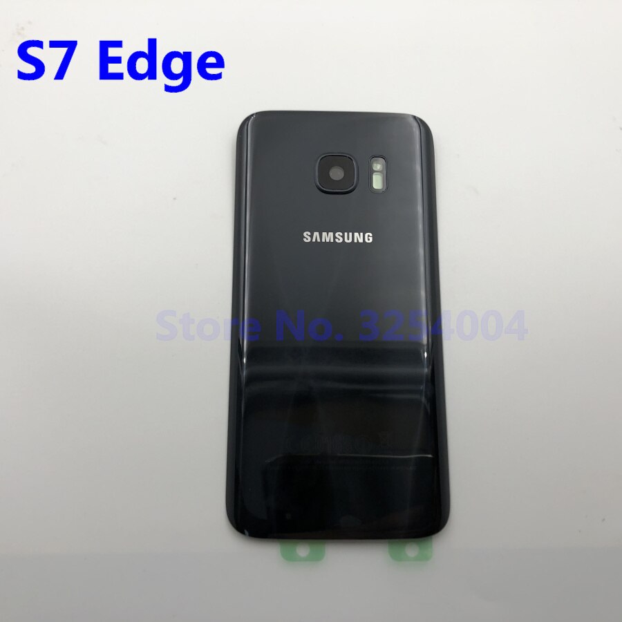 Para Samsung Galaxy S7 Edge G935 S7 G930 batería cubierta trasera carcasa de repuesto piezas de reparación + Marco de lente de cristal de la cámara del oído: S7 Edge  Black