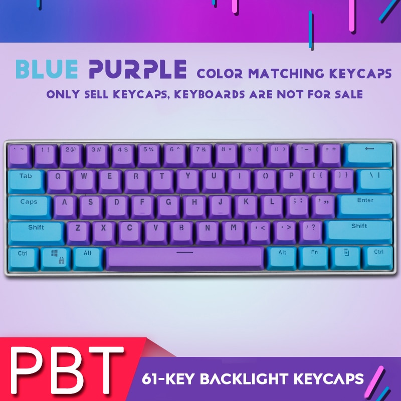 Teclas para teclado mecánico DIY de 61 teclas con retroiluminación PBT de dos colores, teclas para teclado GH60, RK61, ALT61, Annie y Poker