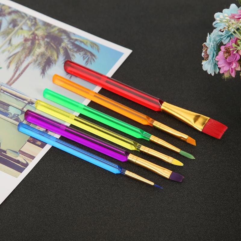 6 stk nylon hår olie maling tegning pensler til børn diy akvarel olie akryl maleri kunst pen sæt forsyninger
