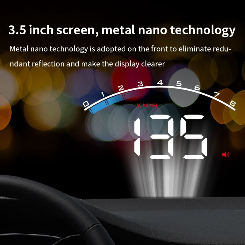 M6S 3.5 HUD Head-Up Display Car-Styling Hud Display Overspeed Warning Windshield Projector Alarm System Universal Auto