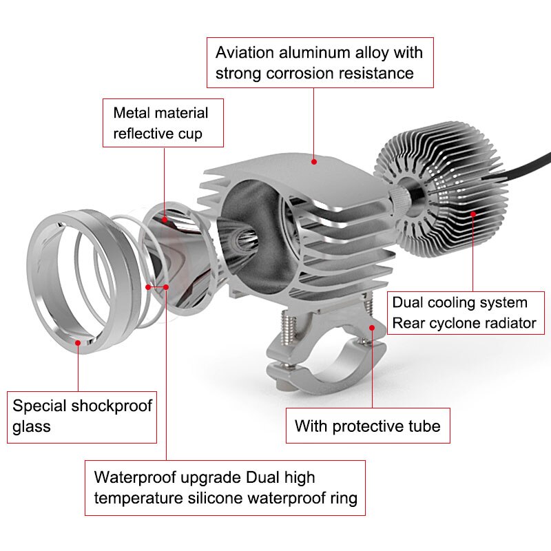 Apmatauto 1x LED Car External Headlight 18W 15W 10W 6W White High/Low Motorcycle DRL Headlamp Spotlight Drive Fog Spot Lights