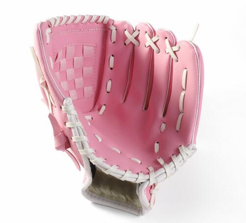 Sort lyserød brun baseball handske softball træningsudstyr størrelse 10.5/11.5/12.5 venstre hånd til børn voksen mand kvinde træning: Lyserød / 11.5 inches