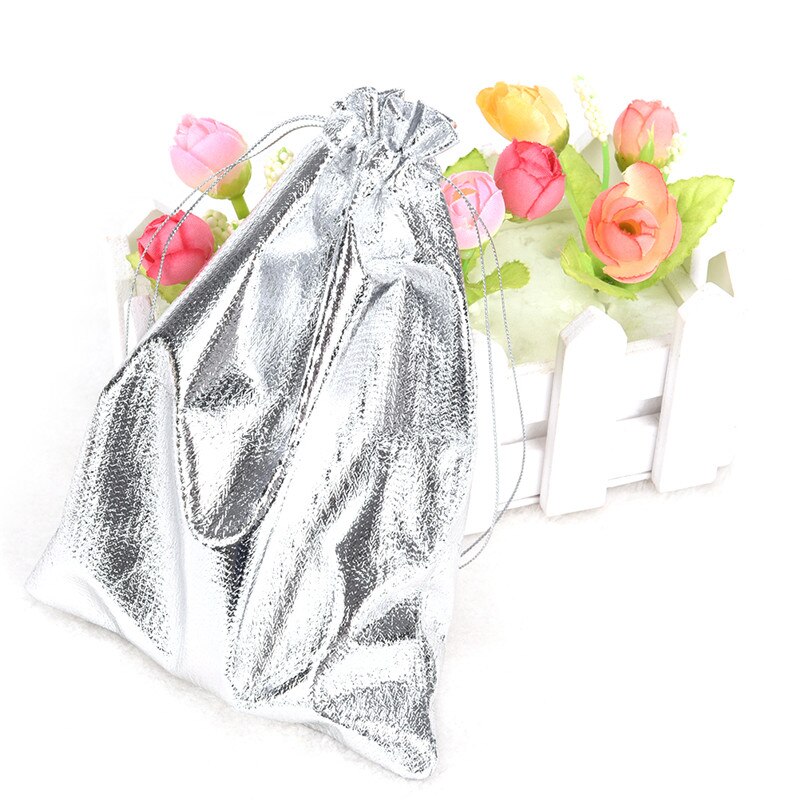 10 pièces/lot argent/or cordon sac en velours pochette en Organza à cordon de noël de mariage bijoux sac réglable bijoux emballage