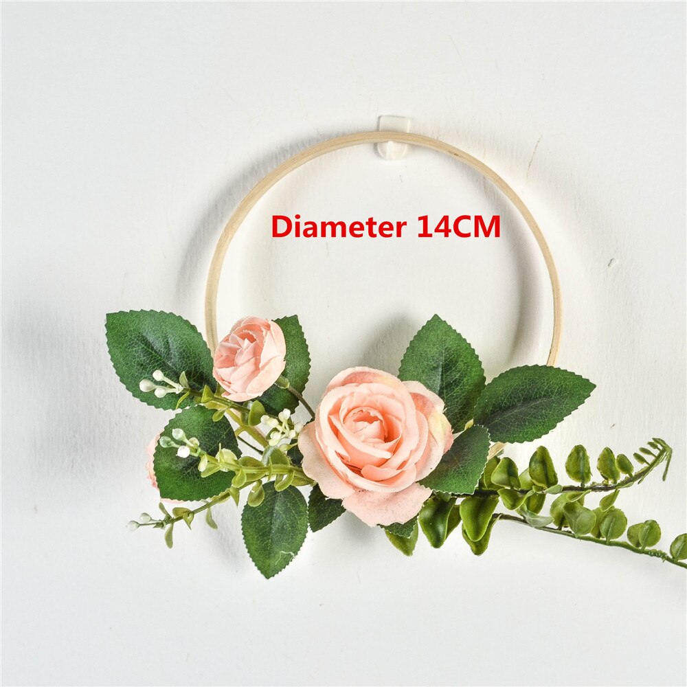 Cilected Hydrangea Eucalyptus Garland Wooden Wall Hanging Decoration Artificial Flower Garland Hoop Wreath For Wedding Backdrop: Color9