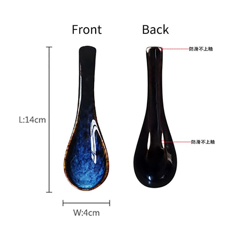 Ceramic Porcelain Rice Spoon Round Plate Snacks Western Food Dinner Plate Water Cup Cutlery Set: Spoon