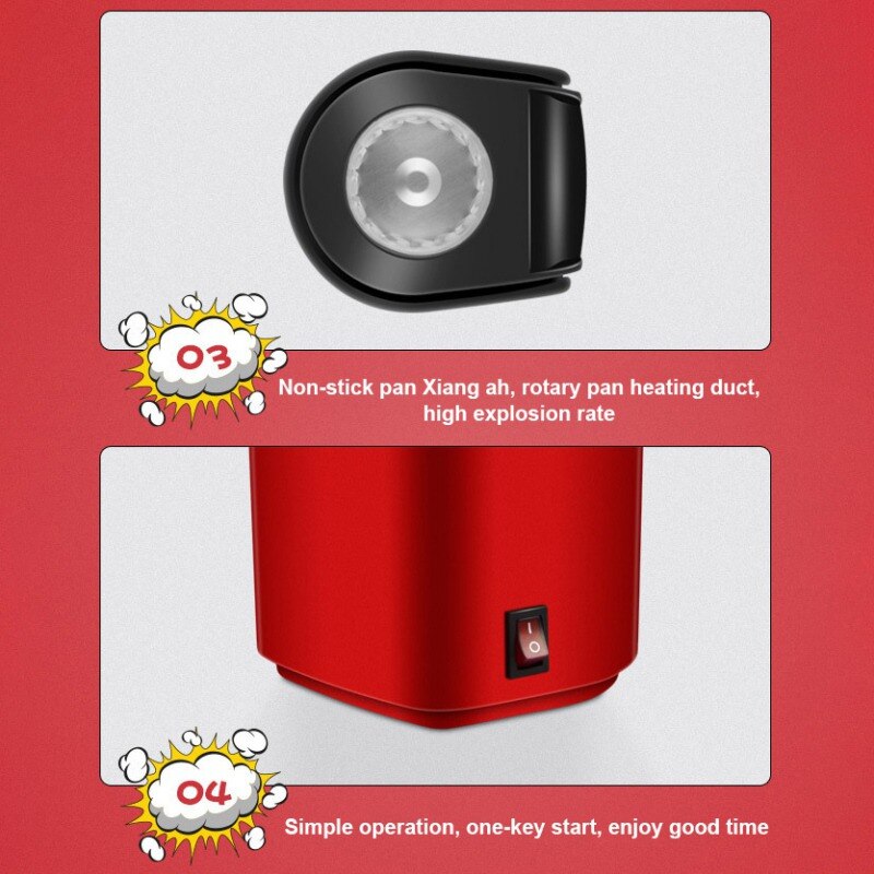 Automatisk Mini Popcornmaskin Hjemmelaget DIY - Europeisk Standard 110V
