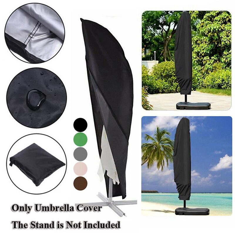 Solid Color Patio Parasol Waterproof Umbrella Cover Rain Cover Drawstring Dust Protective Case Outdoor Household Supplies