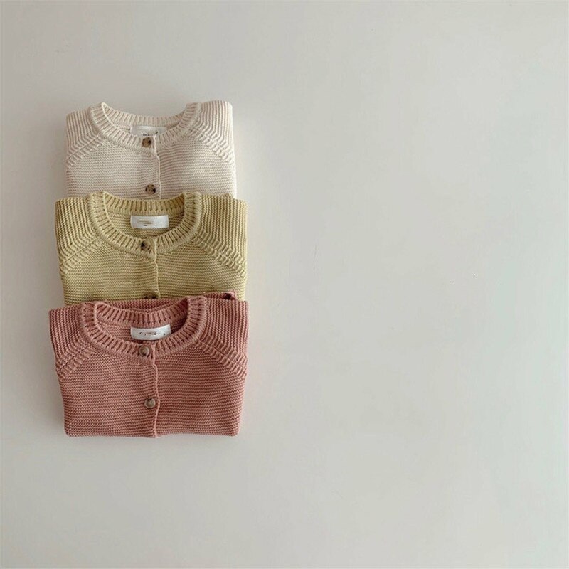 2022 Koreaanse Lente Kid Meisje Jongen Trui Knit Single Breasted Lange Mouwen Effen Kleur Knitwear Wollen Jas Kinderen Jas E3280