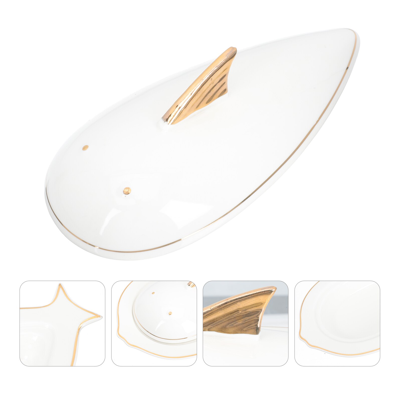 1 Set of Fish Tray Fish Tray with Lid Kitchen Supply Ceramics Seafood Dish for Kitchen Hotel Home