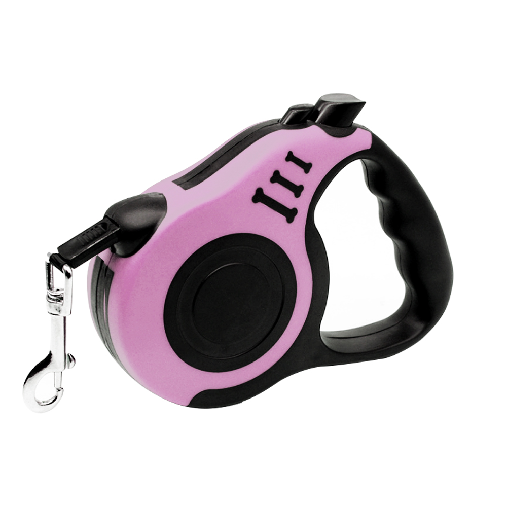 Laisse rétractable pour chien et chat, en Nylon, Durable, 3M/5M, automatique, pour petits et moyens animaux de compagnie: Pink / 3M