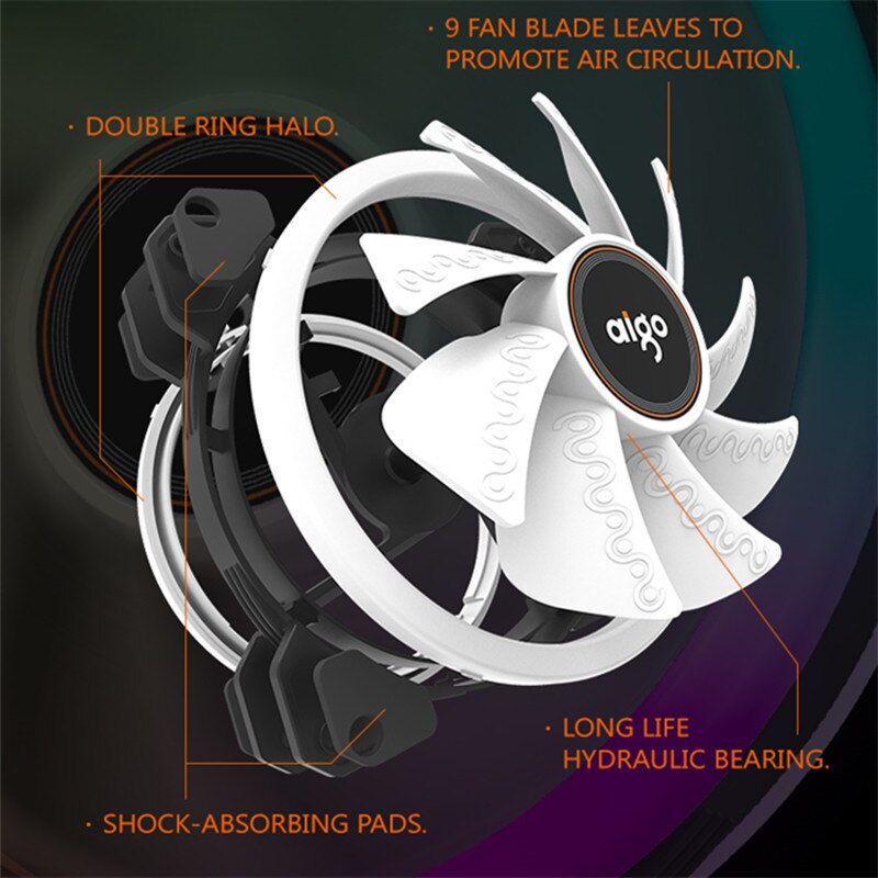 Aigo  dr12 120mm jäähdytin tuuletin tupla rgb pc tuuletin tuuletin tietokoneeseen äänetön pelikotelo kaukosäätimen tuulettimella